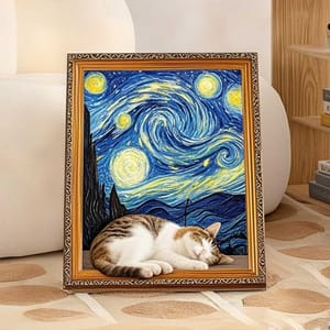 貓抓板之名畫系列 貓抓板之名畫系列 貓玩具 星夜 1個   正面圖