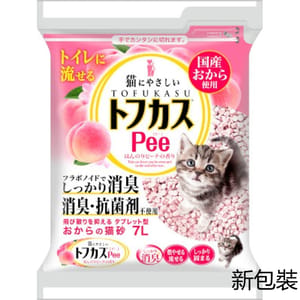 爽快Pee特強除臭 爽快Pee特強除臭 豆腐貓砂 香桃味 7L 7L  正面圖