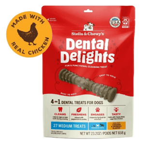 Stella & Chewy's Stella & Chewy's 凍乾放養雞 4合1 趣味潔齒骨 27支 袋裝 中型犬用 23.2oz 2oz 犬用 正面圖