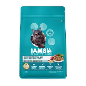 IAMS IAMS PROACTIVE HEALTH 貓糧 貓乾糧 室內體重管理及化毛配方 1kg 1kg 正面圖