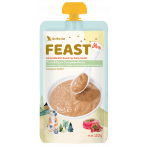 Astkatta Astkatta Feast 貓濕糧 鮮肉盛宴營養主食包 吞拿魚鴨肉 110g 110g  正面圖