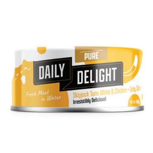 Daily Daily Delight Pure肉絲系列 貓罐頭 BB蜆+白鰹吞拿魚+雞肉 80g 80g  正面圖