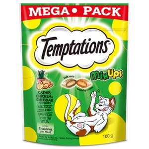 Temptations Temptations 三重奏貓零食 貓草雞及芝士口味 160g 160g  正面圖