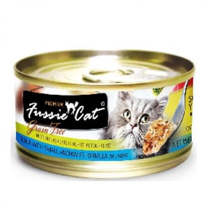Fussie Fussie Cat 貓罐頭 黑鑽 吞拿魚+白魚 Tuna with Small Anchovies Formula in Aspic 80g 80g  正面圖