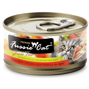 Fussie Fussie Cat 貓罐頭 黑鑽 吞拿魚+雞肝 Tuna with Chicken Liver Formula in Aspic 80g 80g 正面圖