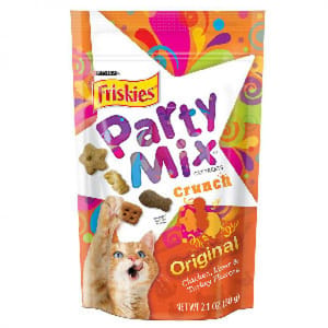 Friskies喜躍 Friskies喜躍 Party Mix 貓脆餅 Original Crunch 雞肉+肝+火雞 2.1oz 1oz  正面圖