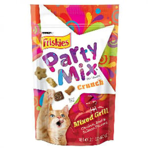 Friskies喜躍 Friskies喜躍 Party Mix 貓脆餅 Mixed Grill Crunch 雞肉+牛肉+三文魚 2.1oz 1oz  正面圖