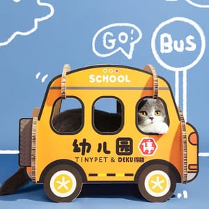 瓦楞紙貓抓板貓爬架 瓦楞紙貓抓板貓爬架 幼兒園巴士 1架   正面圖