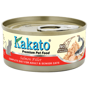Kakato Kakato 貓罐頭 全營養單一蛋白主食罐 成貓及高齡貓配方 三文魚 70g 70g  正面圖