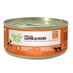 Meadowland Meadowland 貓罐頭 全貓主食罐 經典肉醬系列 羊肉 + 鱈魚 80g 80g 正面圖