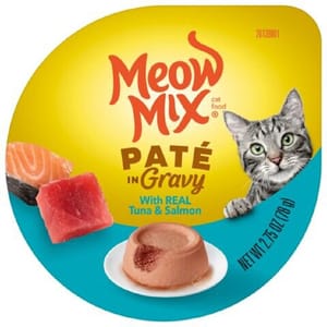 Meow Meow Mix 杯装濕糧 免治肉汁 三文魚+吞拿魚 78g 78g  正面圖