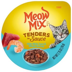 Meow Meow Mix 杯装濕糧 肉塊醬汁 吞拿魚+蝦 78g 78g 正面圖