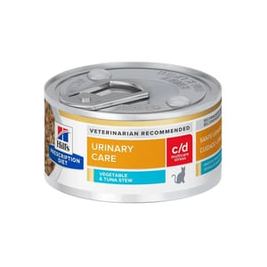 Hills Hills 處方糧 貓罐頭 c/d 泌尿系統護理及減壓配方 吞拿魚和燴蔬菜 2.9oz 9oz  正面圖