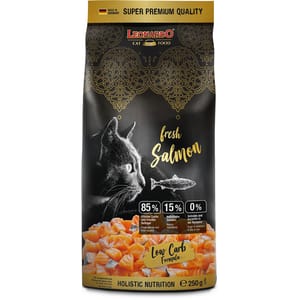 Leonardo Leonardo 貓糧 無穀物鮮肉貓乾糧 成貓糧 新鮮三文魚+家禽配方 250g 250g 正面圖