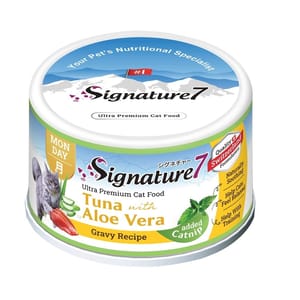 Signature7 Signature7 貓罐頭 貓薄荷舒壓配方肉湯罐罐 吞拿魚+蘆薈 70g 70g  正面圖