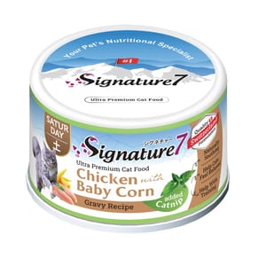 Signature7 Signature7 貓罐頭 貓薄荷舒壓配方肉湯罐罐 雞肉+玉米筍 70g 70g  正面圖
