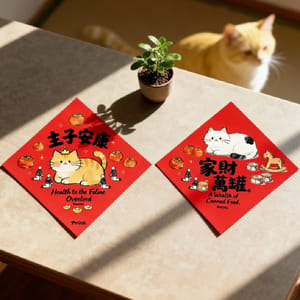 寵物吉祥揮春 寵物吉祥揮春 貓貓款 款式隨機   正面圖