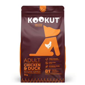 KOOKUT KOOKUT 天然無穀物狗糧 雞肉鴨肉 6kg 6kg 正面圖