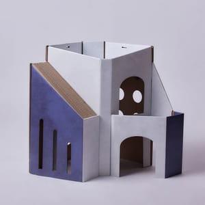 Pettellyava Pettellyava Mini Cat Mansion 摺疊式貓屋 D2 藍色莊園 正面圖