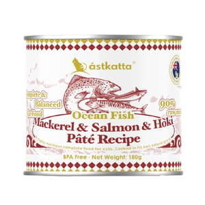 Astkatta Astkatta 貓罐頭 主食罐 澄海系列 鯖魚&三文魚&紐西蘭蓝鳕魚 純淨天然肉醬罐 180g 180g 正面圖