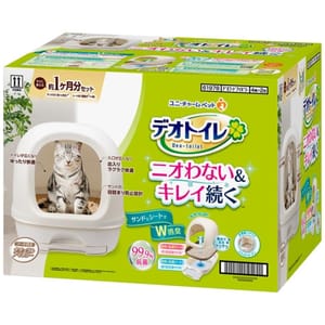 Unicharm Unicharm 日本封閉型雙層貓砂盆有蓋連托盤套裝 正面圖