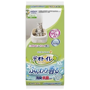 Unicharm Unicharm 日本1週間消臭抗菌寵物尿墊 花香味 貓砂盆專用 10枚   正面圖