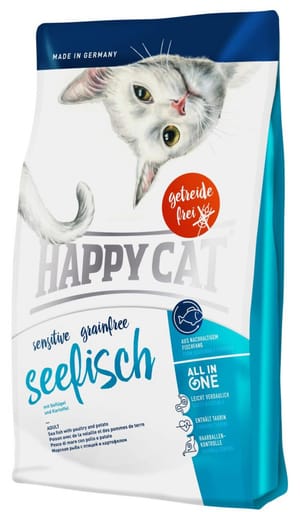 Happy Happy Cat Sensitive 成貓深海魚無穀物配方貓糧 Grainfree Seefisch 1.4kg 4kg 正面圖