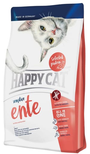 Happy Happy Cat Sensitive 成貓鴨肉無麩質配方貓糧 Ente 1.4kg 4kg  正面圖