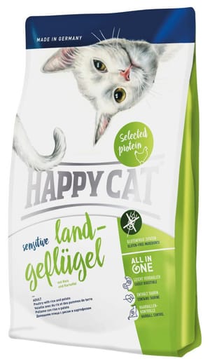 Happy Happy Cat Sensitive 成貓雞肉無麩質配方貓糧 Land-Geflügel 300g 300g 正面圖