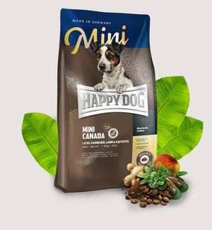 Happy Happy Dog Supreme Mini 小型犬加拿大三文魚兔肉羊肉無榖物高能量配方 Mini Canada 1kg 1kg  正面圖