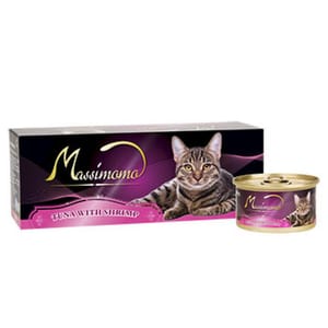 Massimomo Massimomo 貓罐頭 吞拿魚配蝦肉 80g 80g  正面圖