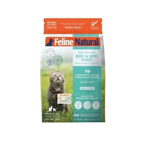 Feline Feline Natural 貓糧 牛肉尖尾鱈魚盛宴 320g 320g 正面圖