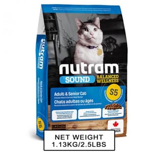 nutram nutram SOUND紐頓 成貓配方貓糧 S5 1.13kg 13kg  正面圖