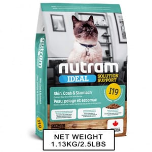 nutram nutram IDEAL紐頓 敏感腸胃及皮膚配方貓糧 I19 1.13kg 13kg  正面圖