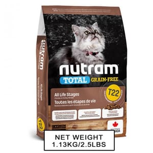 nutram紐頓 nutram紐頓 無薯無穀糧全貓糧 雞及火雞 Turkey & Chicken T22 1.13kg 13kg  正面圖
