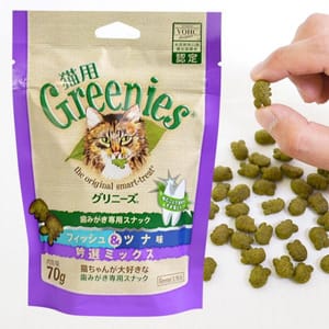 日本Greenies 日本Greenies Dental Treats 貓齒靈貓咪潔齒餅 深海魚拼吞拿魚味 70g 70g 正面圖