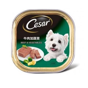 Cesar西莎 Cesar西莎 鋁罐狗罐頭經典鮮肉系列 牛肉加蔬菜 BEEF & VEGETABLES 100g 100g  正面圖