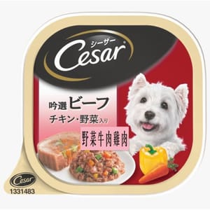 Cesar西莎 Cesar西莎 鋁罐狗罐頭 日系野菜牛肉及雞肉味 100g 100g 正面圖