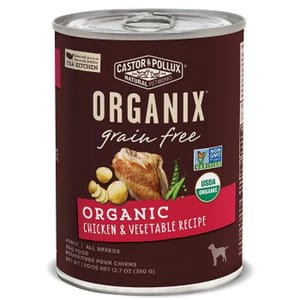CASTOR CASTOR & POLLUX ORGANIX 狗罐頭 有機無穀物 雞肉及蔬菜 ORGANIC CHICKEN & VEGETABLE RECIPE 12.7oz 7oz  正面圖