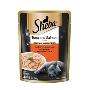 Sheba Sheba 袋裝貓濕糧 吞拿魚及三文魚 70g 70g  正面圖
