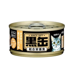 AIXIA AIXIA 愛喜雅 貓罐頭 黑缶系列 金槍魚鰹魚加雞肉 80g 80g  正面圖