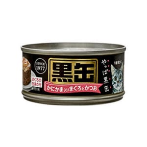 AIXIA AIXIA 愛喜雅 貓罐頭 黑缶系列 金槍魚鰹魚加蟹肉棒 80g 80g  正面圖