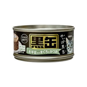 AIXIA AIXIA 愛喜雅 貓罐頭 黑缶系列 金槍魚鰹魚加比目魚 80g 80g  正面圖