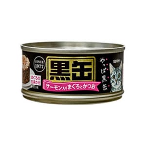 AIXIA AIXIA 愛喜雅 貓罐頭 黑缶系列 金槍魚鰹魚加三文魚 80g 80g  正面圖