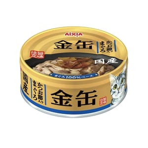 AIXIA AIXIA 愛喜雅 貓罐頭 金缶系列 吞拿魚+柴魚片 70g  新舊包裝隨機發貨 70g  正面圖