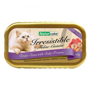 Naturcate Naturcate 貓罐頭 幼滑吞拿魚+小蝦幼貓配方 85g 85g 正面圖