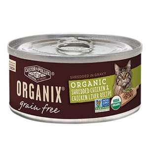 CASTOR CASTOR & POLLUX ORGANIX 貓罐頭 有機無穀物 手撕雞及雞肝配方 3oz 3oz  正面圖