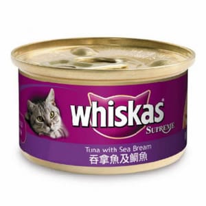 whiskas偉嘉 whiskas偉嘉 極品貓罐頭 吞拿魚及鯛魚 85g 85g 正面圖