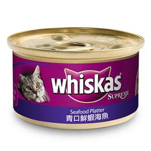 whiskas偉嘉 whiskas偉嘉 極品貓罐頭 青口鮮蝦及海魚 85g 85g 正面圖