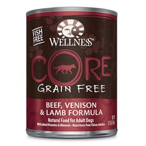 WELLNESS WELLNESS CORE 狗罐頭 無穀物狗罐頭 牛肉、鹿肉拼羊肉配方 12.5oz 5oz 正面圖